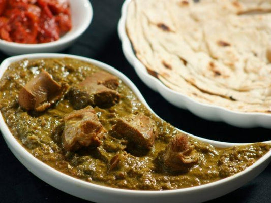 Saag Gosht Sizzle (Saag Mutton with choice of 2 Naans)-Prepared Appetizers & Side Dishes-Fusion Flavour Foods-The Flavour Saga