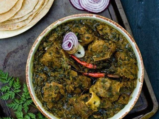 Methi Maans Magic (Methi Mutton with choice of 2 Naans)-Prepared Appetizers & Side Dishes-Fusion Flavour Foods-The Flavour Saga